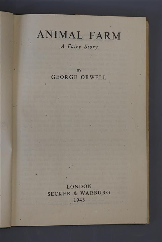 Orwell, George - Animal Farm, 1st edition, in 2nd edition dj, owners writings in blue ink to front free fly leaf, dj with cellotape rep